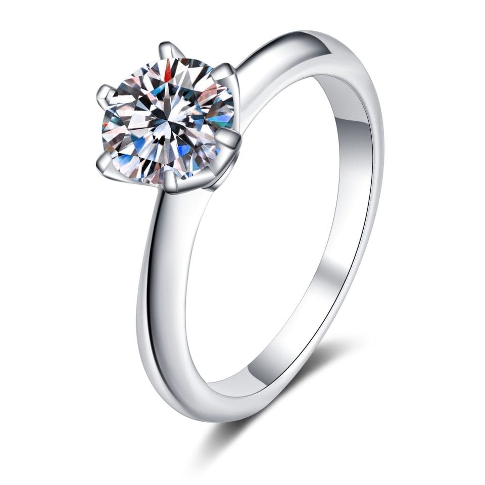 0.50ct - 2.00ct Round 925 Six Prong Ring