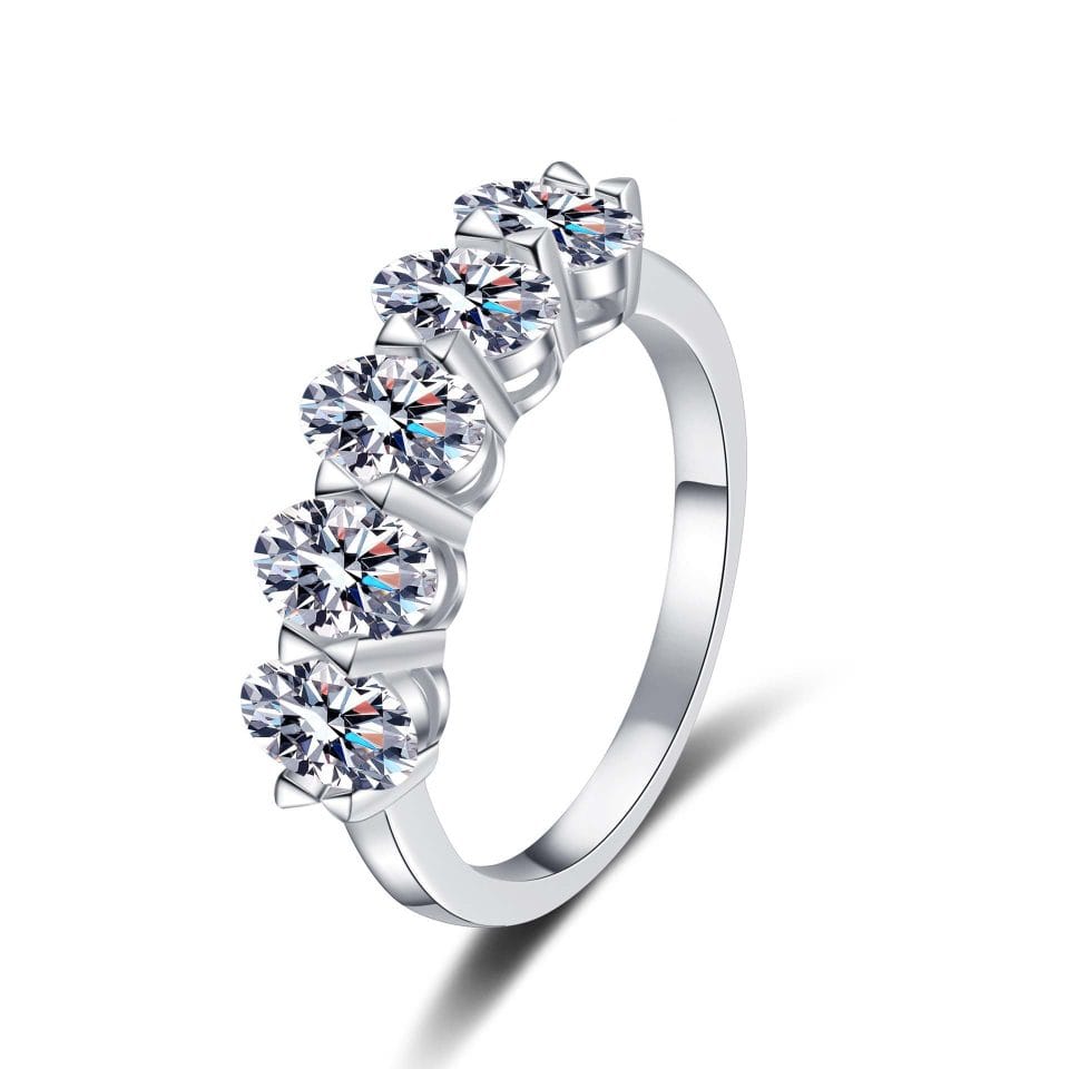 2.5ct Oval Cut 5-Stone Ring | 925 Silver Classic Five Stone Band