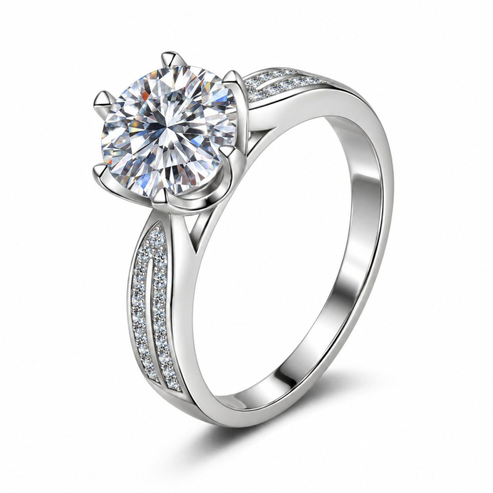 "Starlight Queen" Solitaire Ring | 925 Silver Semi-Pavé Band (0.5ct/1ct)
