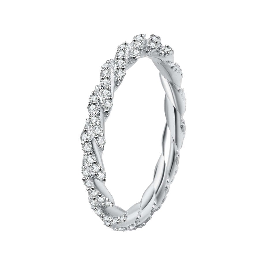 Twisted Rope Ring (0.576ct) | 925 Silver Round Moissanite