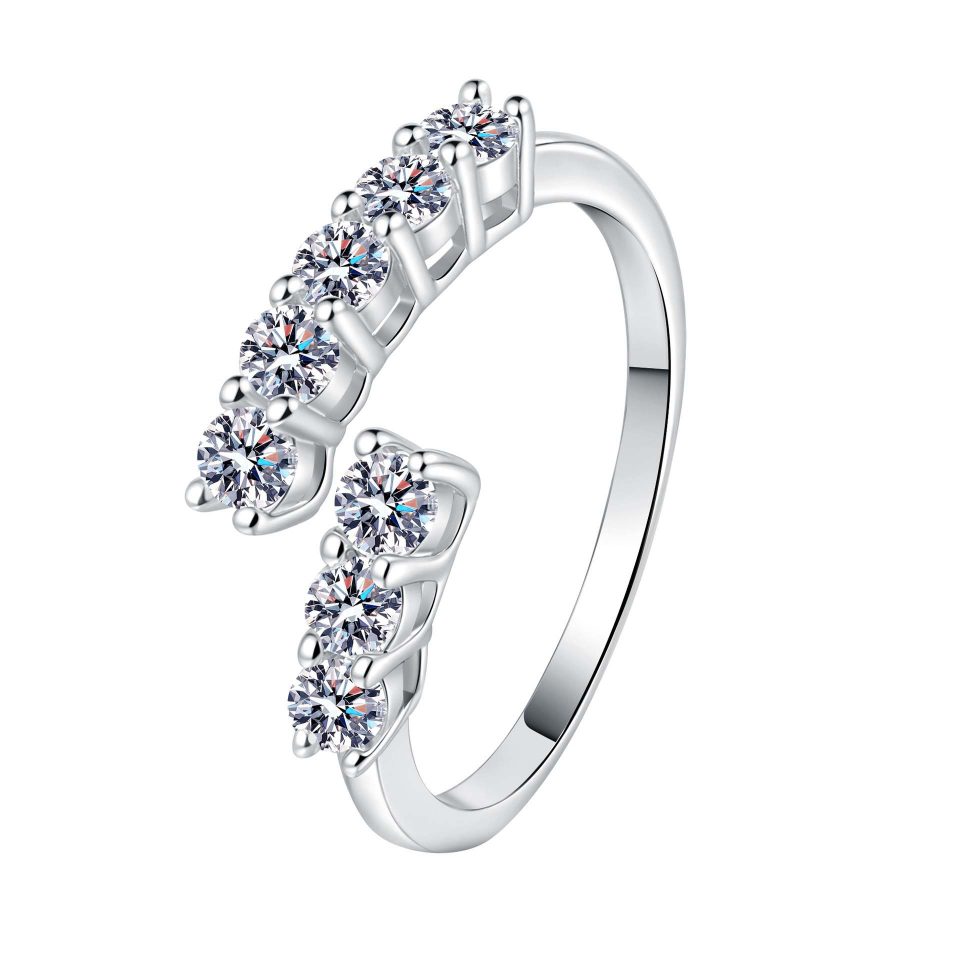 Open Split-Band 0.8ct Total Moissanite Ring - 925 Sterling Silver