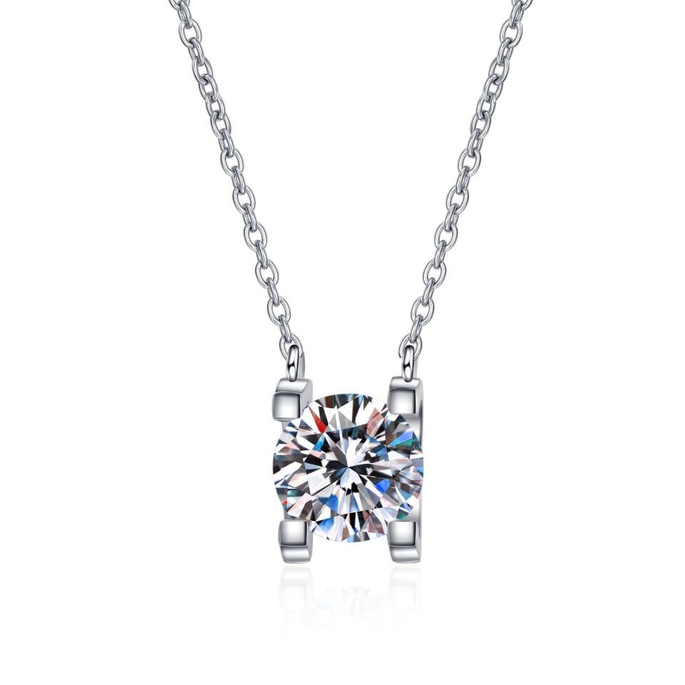 Bull Head Moissanite Pendant Necklace - 925 Sterling Silver, 0.5ct/1ct/2ct