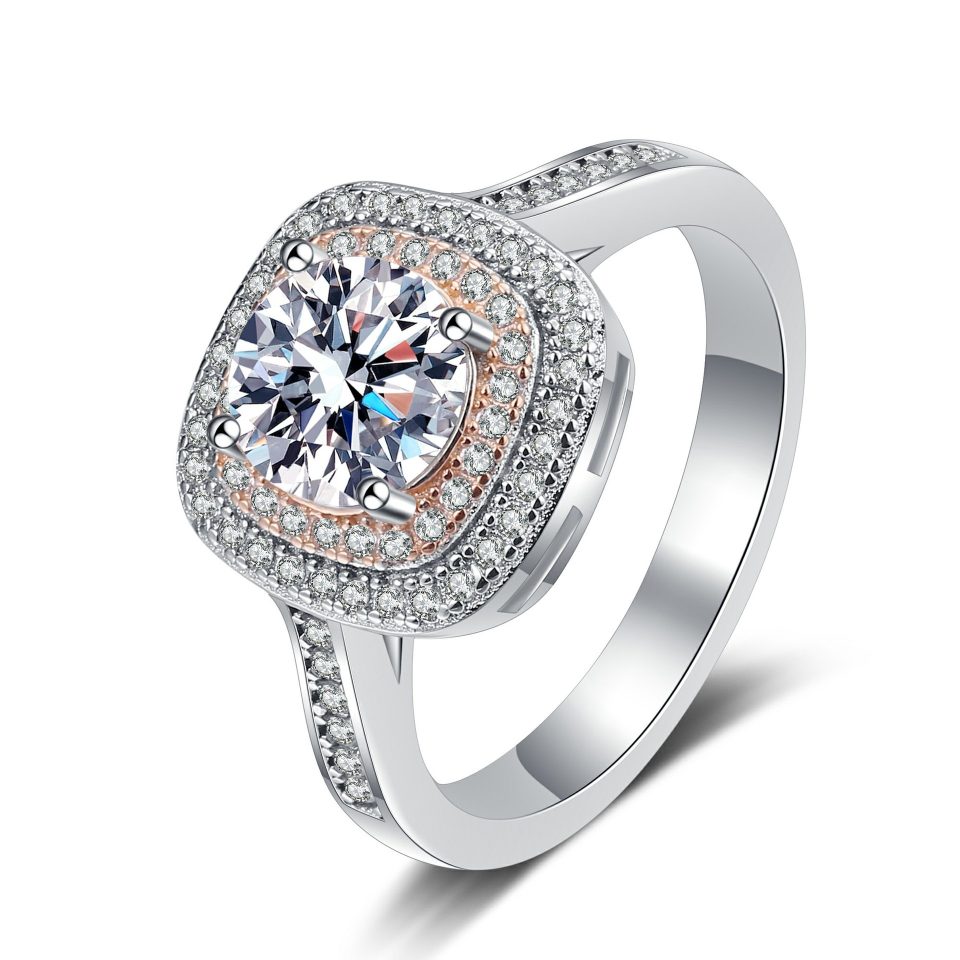 1ct Round-Cut Moissanite Double Halo Ring - 925 Sterling Silver