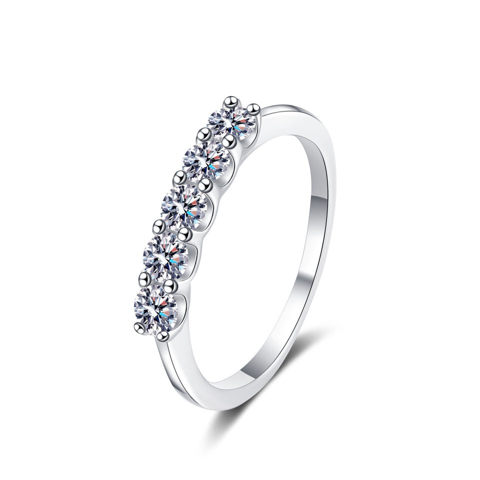 Classic Five-Stone Ring | 925 Silver Prong Set Band (0.5ct)