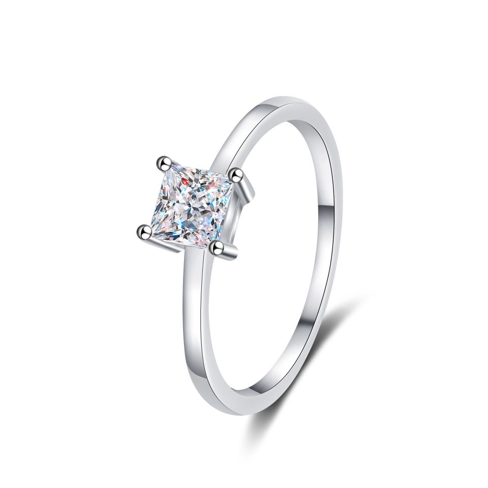 0.60ct Princess-Cut Moissanite Ring - 925 Sterling Silver Band