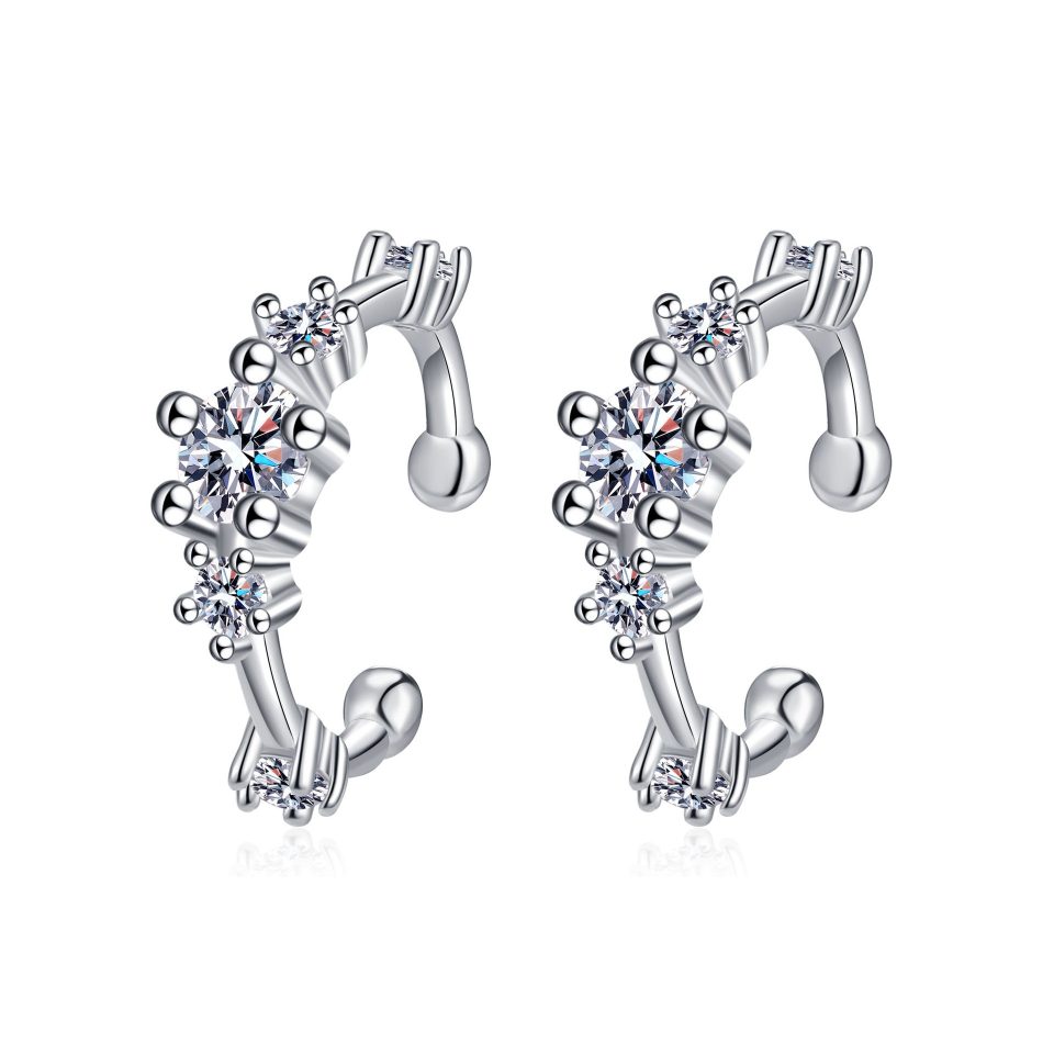 Starburst Multi-Stone Moissanite Ear Cuff - 925 Sterling Silver, 0.32ct Per Ear