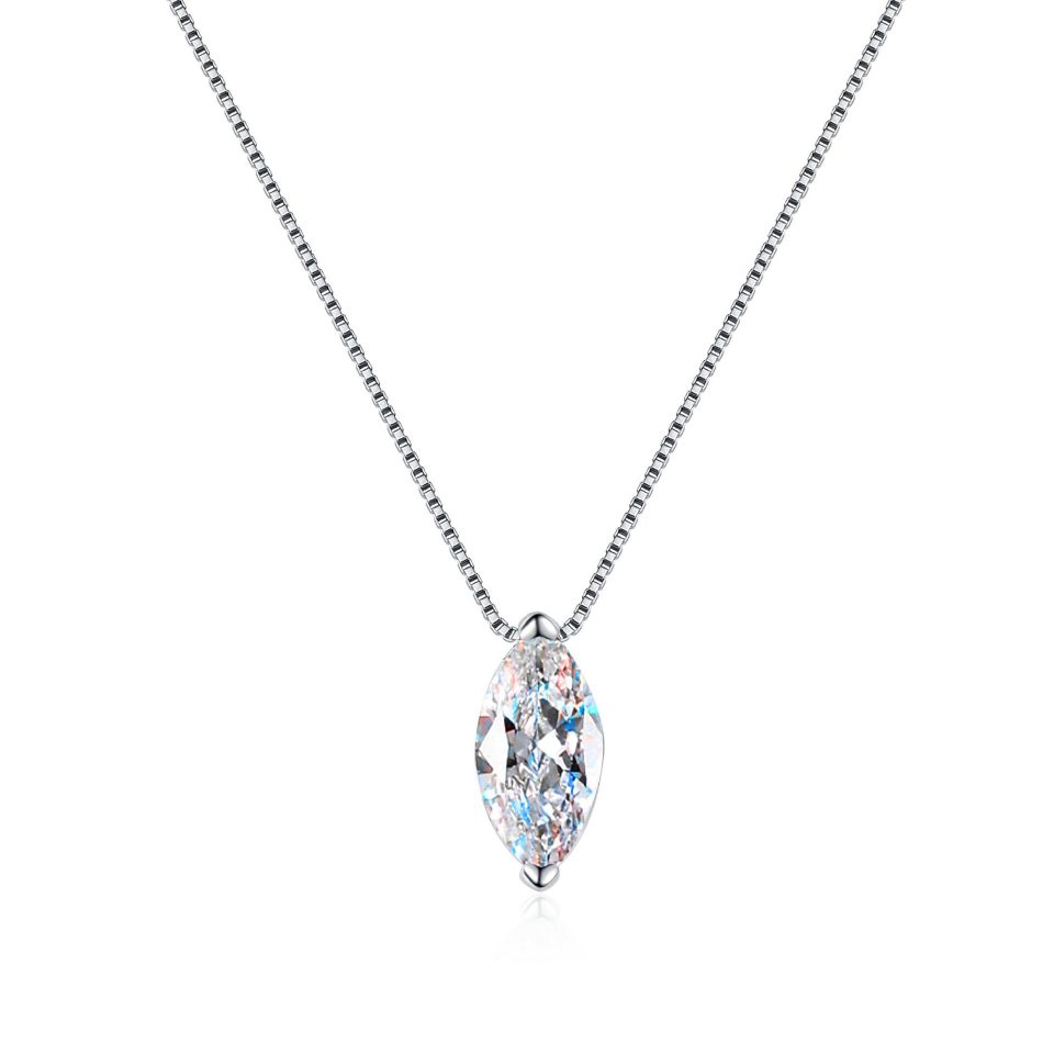 Marquise-Cut Moissanite Choker Necklace - 925 Sterling Silver, 1ct