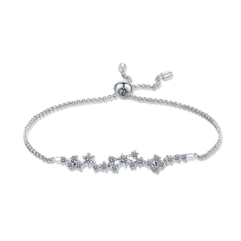0.58ct Total Star Cluster Moissanite Adjustable Slider Bracelet