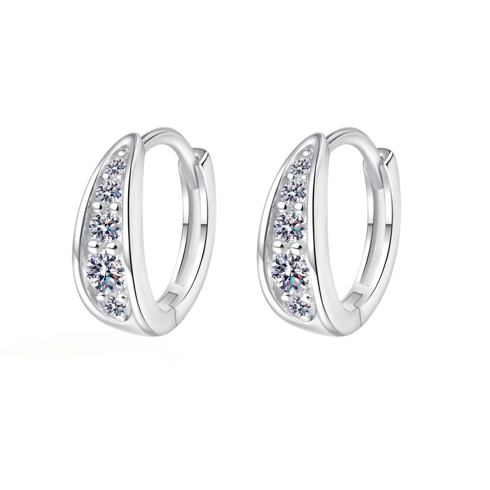 0.13ct Gradient Round Moissanite Teardrop Huggie Hoop Earrings