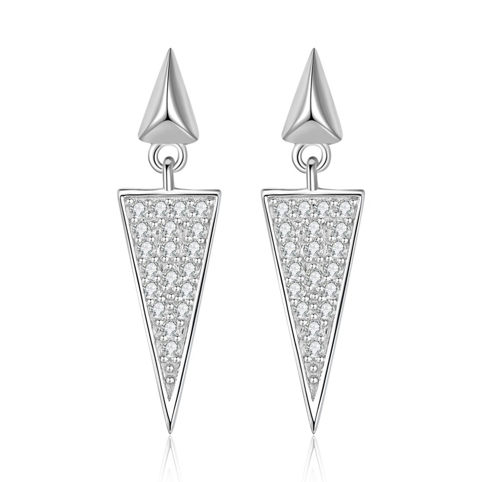 Arrowhead Pave Moissanite Drop Earrings