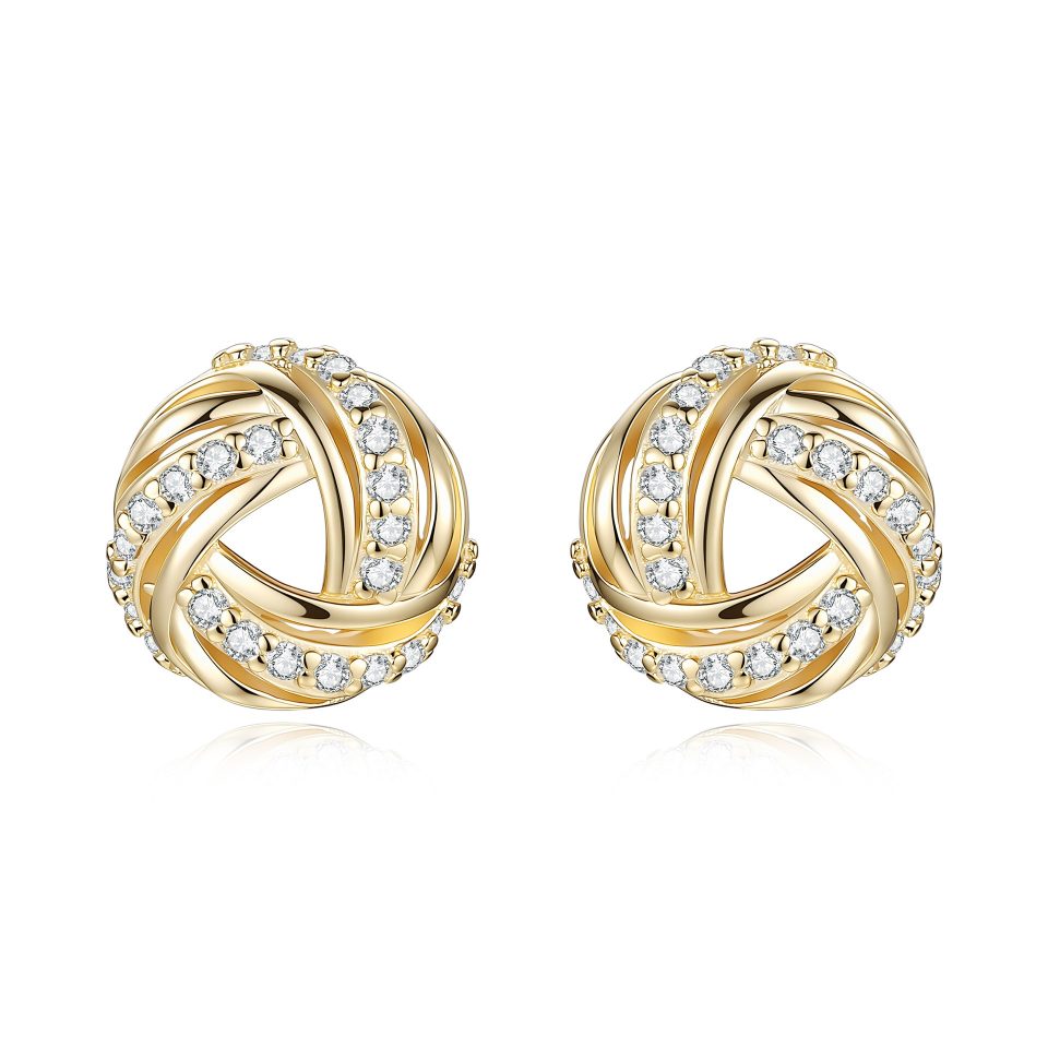 Twisted Knot Pave Moissanite Stud Earrings