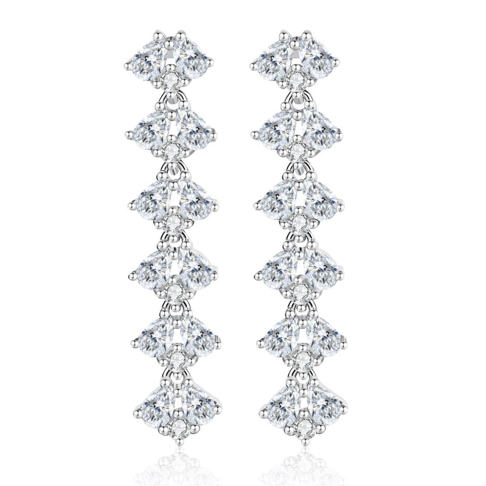 Vertical Pear Cut Moissanite Linear Drop Earrings