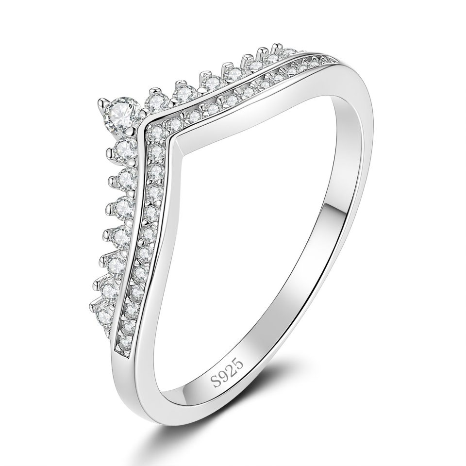 Double Row Pave Curved Stacking Band Ring
