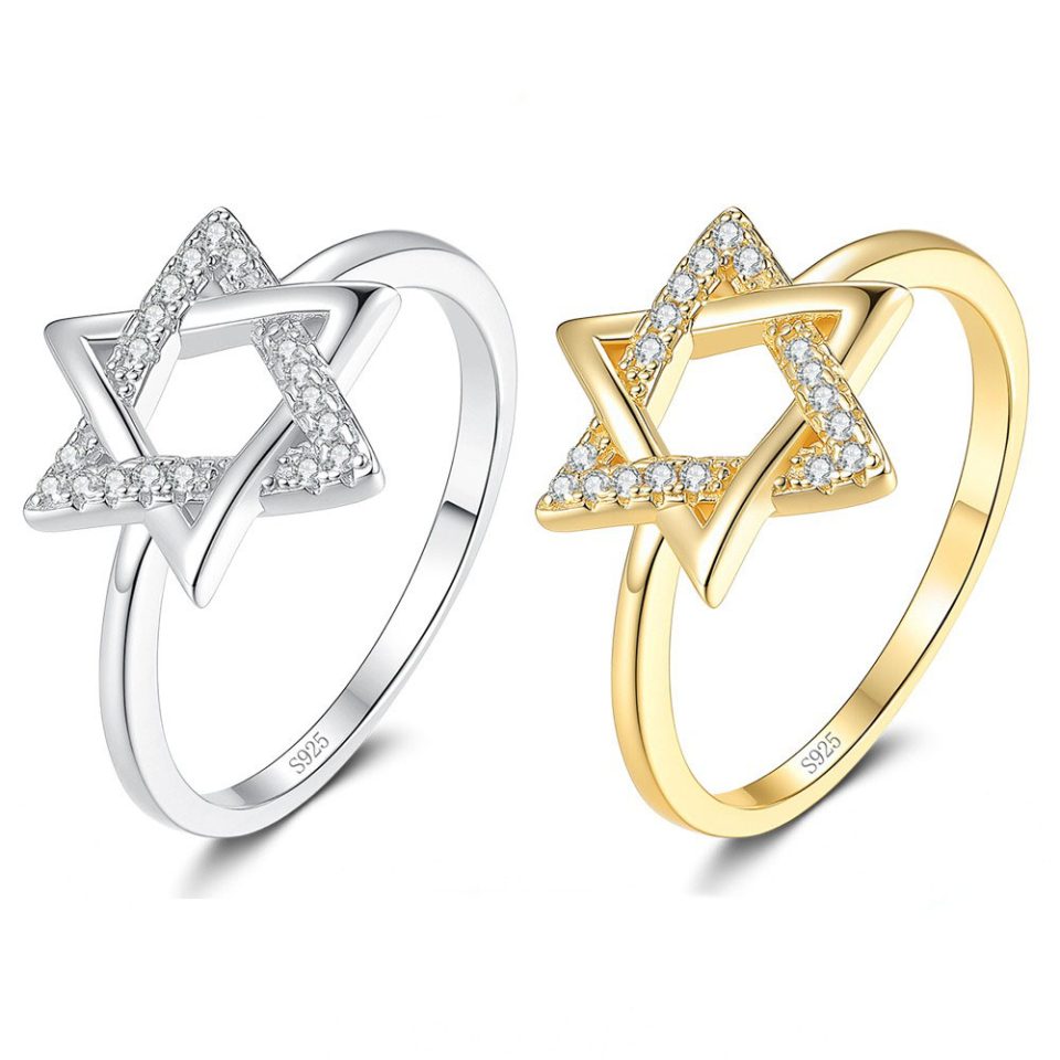 Star of David Pave Stone Ring | Silver Tone & Gold Tone Available