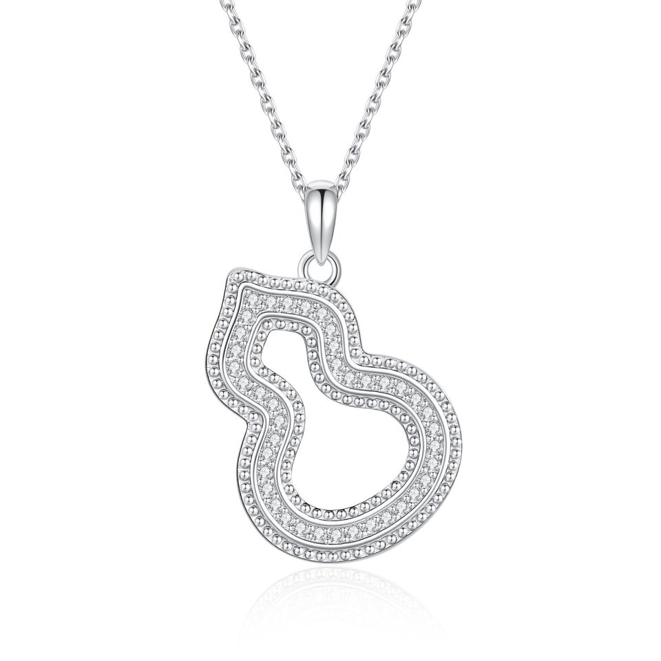 Hollow Gourd Shape Moissanite Pendant Necklace